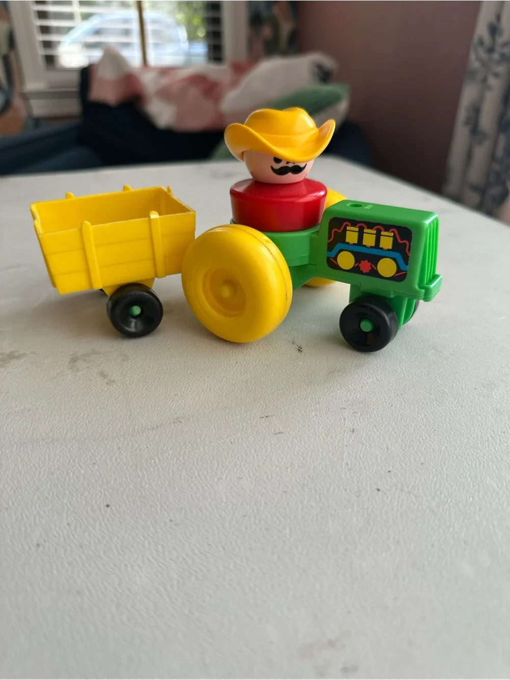 Vintage Fisher-Price 1990 Little People Farm Tractor Trailer Farmer Replacement